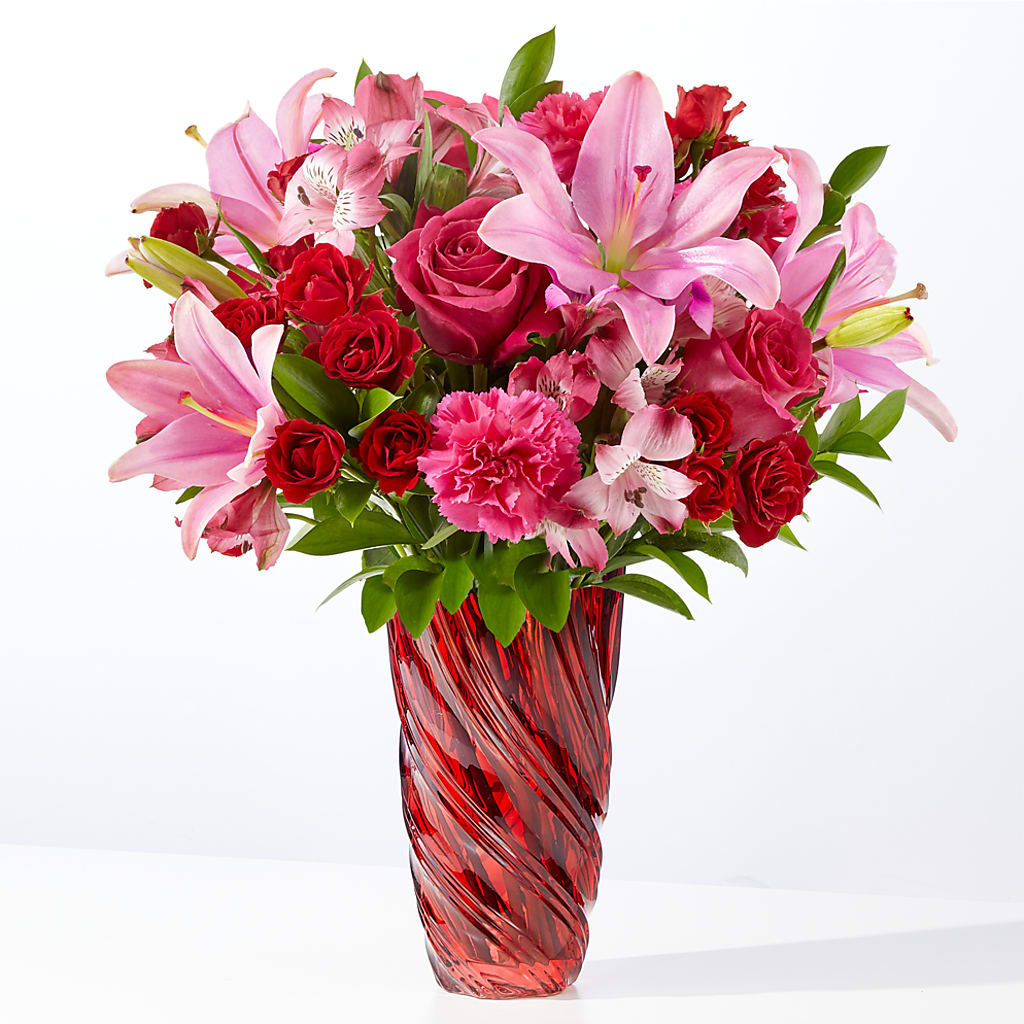 In Love Bouquet with Luxe Swirl Vase – Noor Florist Llc, Lake Villa IL