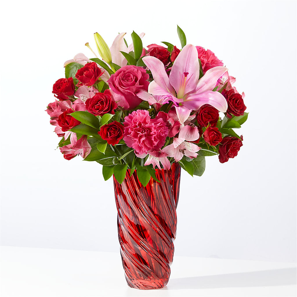 In Love Bouquet with Luxe Swirl Vase – Noor Florist Llc, Lake Villa IL
