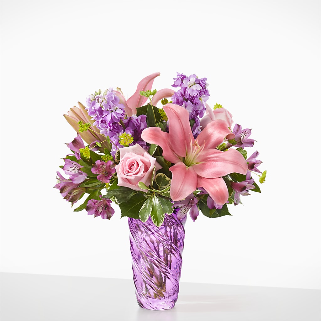 Precious Petals Bouquet with Luxe Swirl Vase – Noor Florist Llc, Lake Villa IL