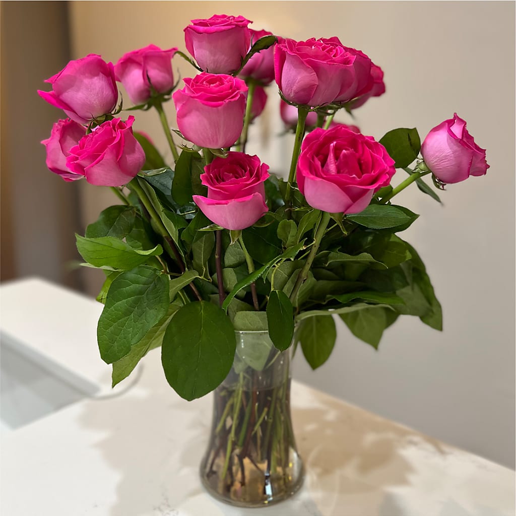 Long Stem Pink Rose Bouquet –  Noor Florist Llc, Lake Villa IL