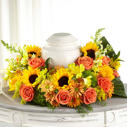 Faithful Sunflower Cremation Adornment –  Noor Florist Llc, Lake Villa IL