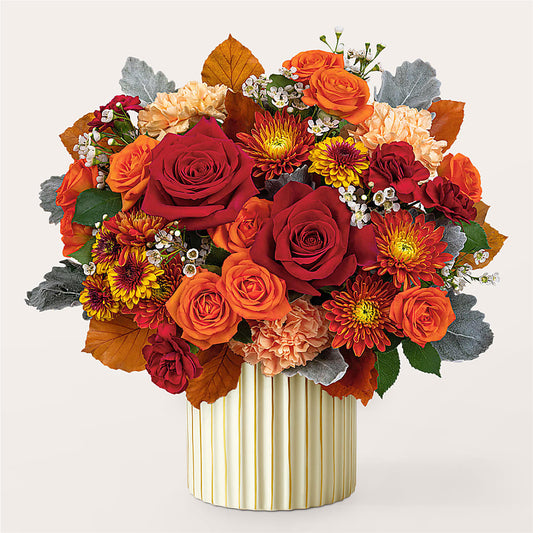 Merlot Bouquet with Ivory Vase –  Noor Florist Llc, Lake Villa IL